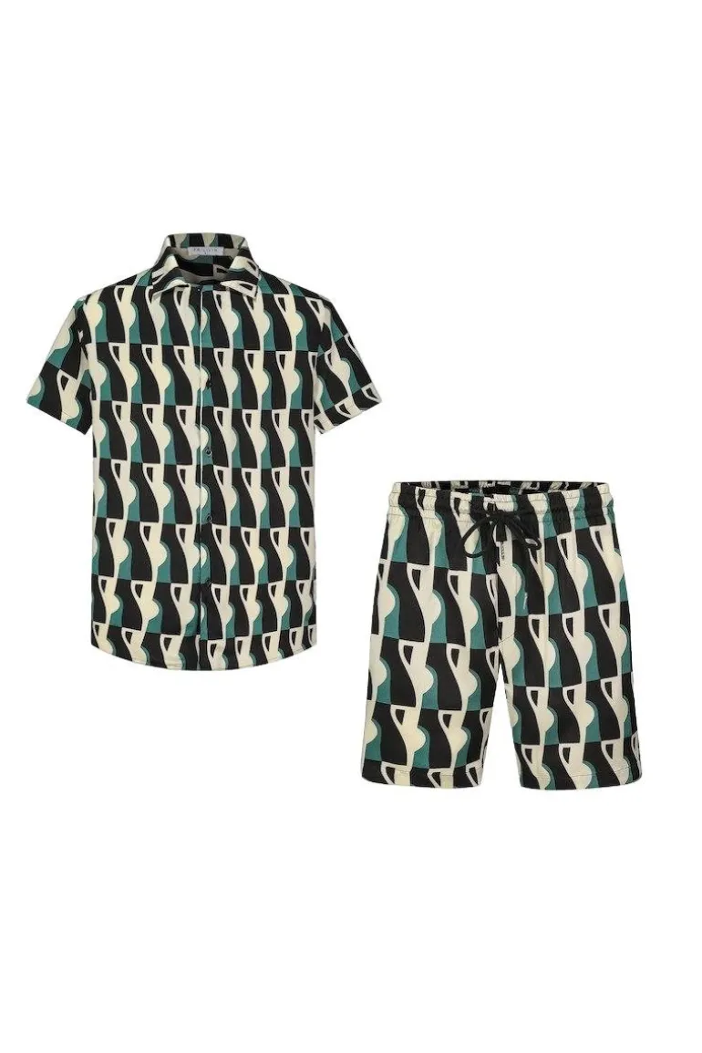 Ensemble chemise short à motifs abstrait