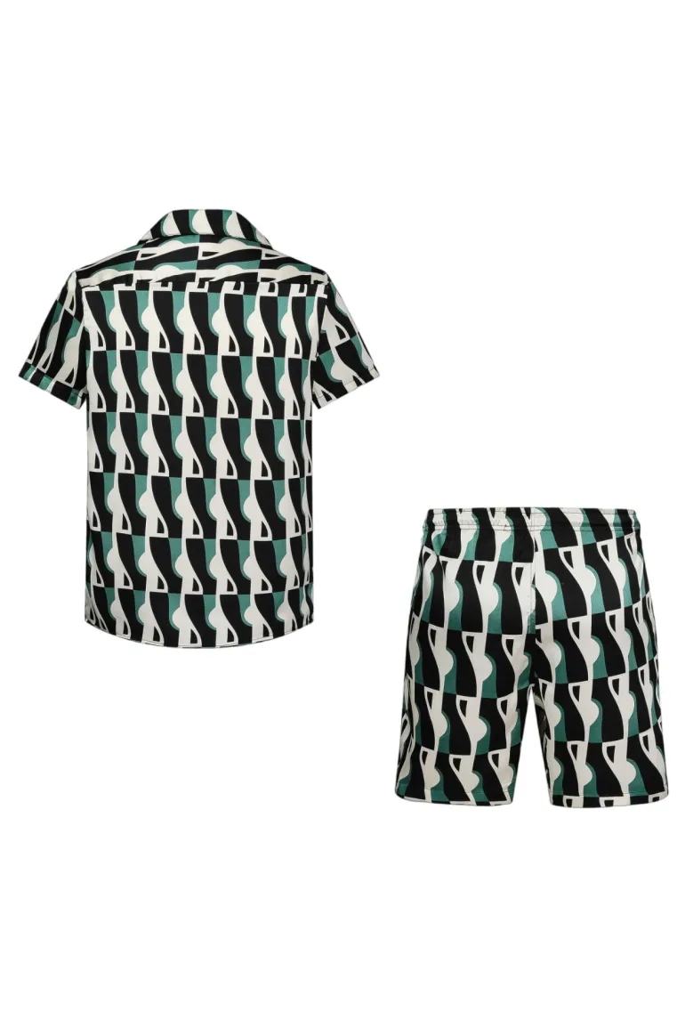 Ensemble chemise short à motifs abstrait