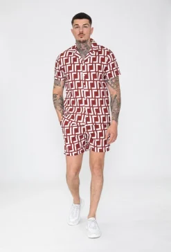 Ensemble chemise short à motif graphique
