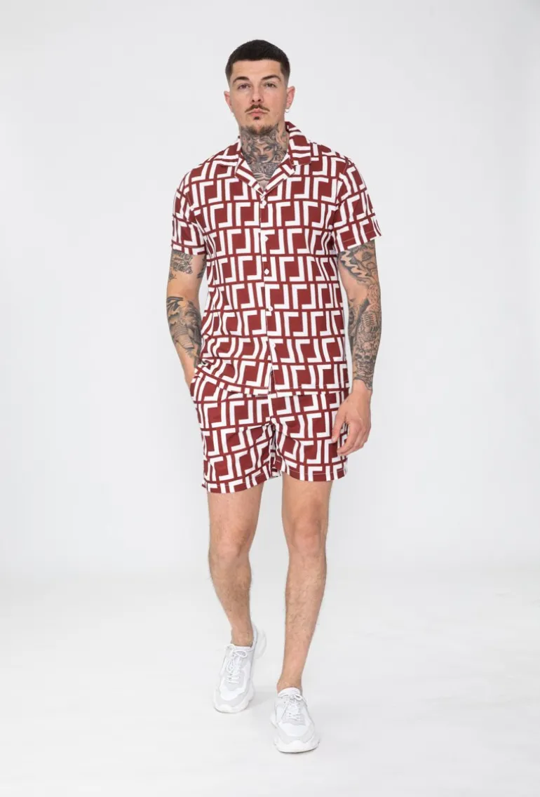 Ensemble chemise short à motif graphique
