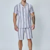 Ensemble chemise short a rayure lin