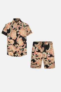 Ensemble chemise short fleuri à motifs baroque