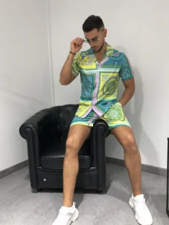 Ensemble chemise short motif baroque