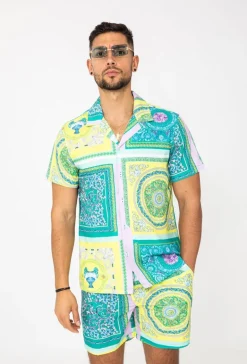 Ensemble chemise short motif baroque