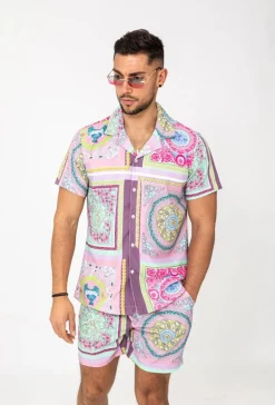 Ensemble chemise short motif baroque