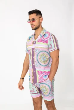 Ensemble chemise short motif baroque