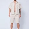 Ensemble chemise short uni effet lin