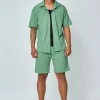 Ensemble chemise short uni gaufré