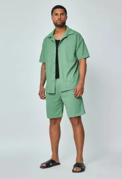 Ensemble chemise short uni gaufré