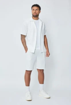 Ensemble chemise short uni gaufré
