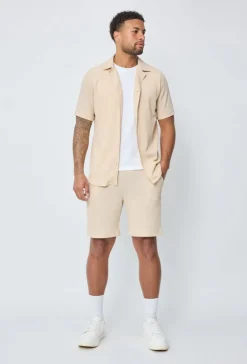 Ensemble chemise short uni gaufré