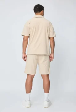 Ensemble chemise short uni gaufré