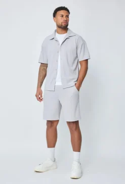 Ensemble chemise short uni gaufré