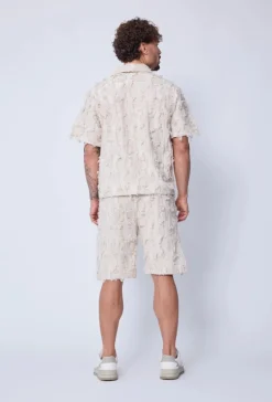 Ensemble chemise short uni effet lin