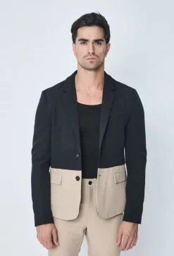 Ensemble classic veste et pantalon bi couleur