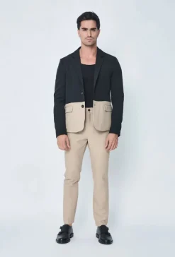 Ensemble classic veste et pantalon bi couleur