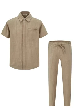 Ensemble de chemise à manches courtes et pantalon avec taille à cordon