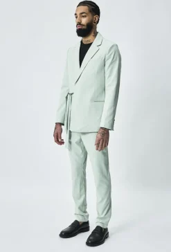 Ensemble de costume croisé ceinture à noué