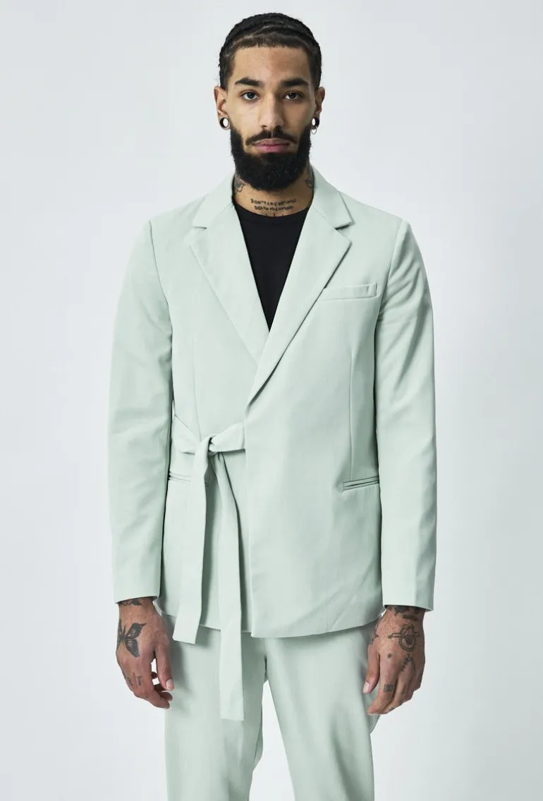 Ensemble de costume croisé ceinture à noué