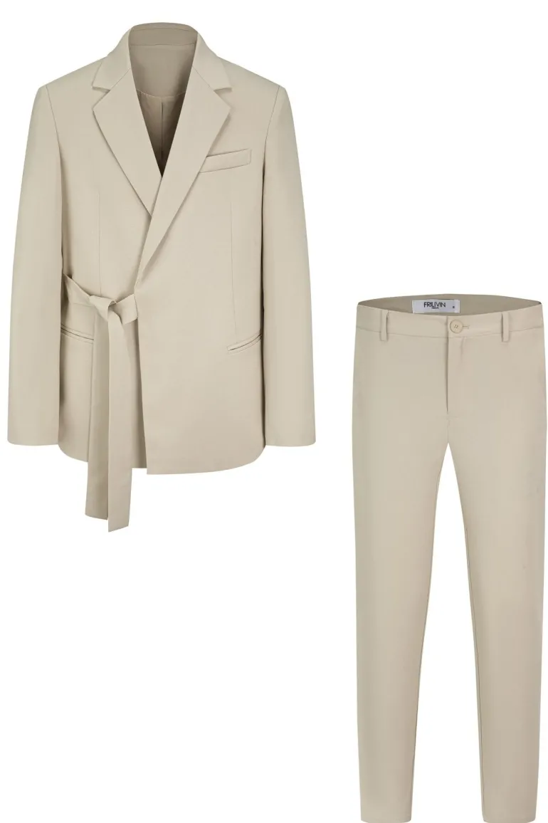 Ensemble de costume croisé ceinture à noué