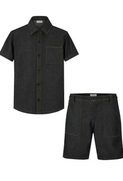 Ensemble en jean chemise et shorts