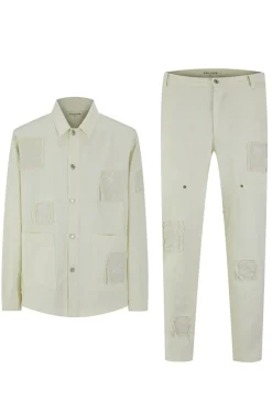 Ensemble en jean veste pantalon uni avec patch
