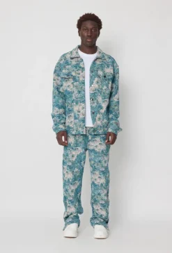 Ensemble oversize chemise pantalon à motif fleuri