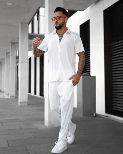 Ensemble plissé chemise pantalon