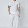 Ensemble polo pantalon uni effet lin