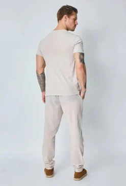 Ensemble polo pantalon uni effet lin