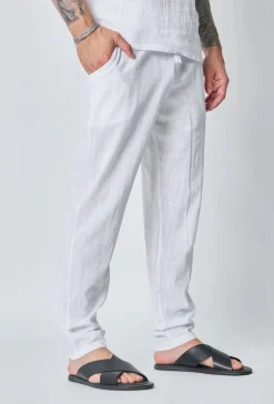 Ensemble polo pantalon uni effet lin