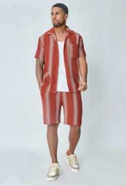 Ensemble short et chemise a rayures