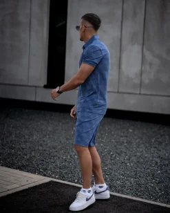 Ensemble short polo à motif géométriques
