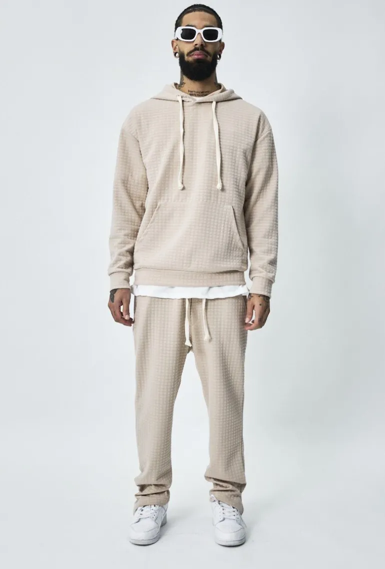 Ensemble tendance sweat jogging à carreaux matelassés