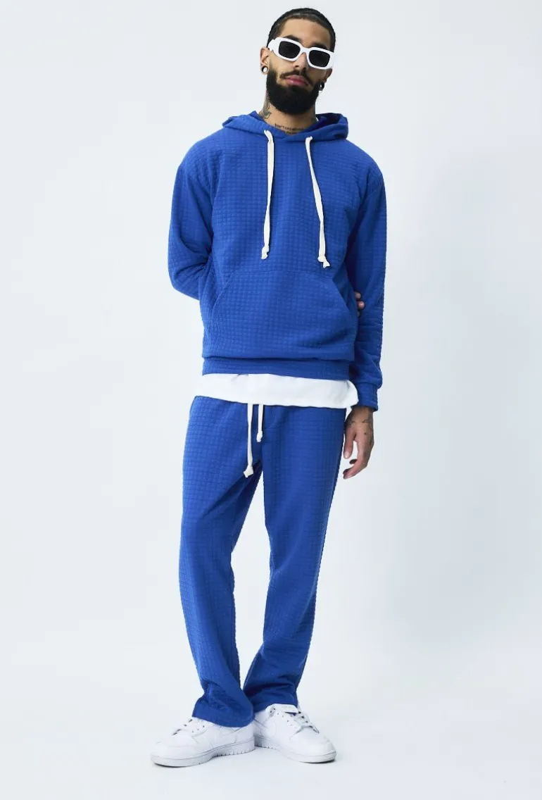 Ensemble tendance sweat jogging à carreaux matelassés