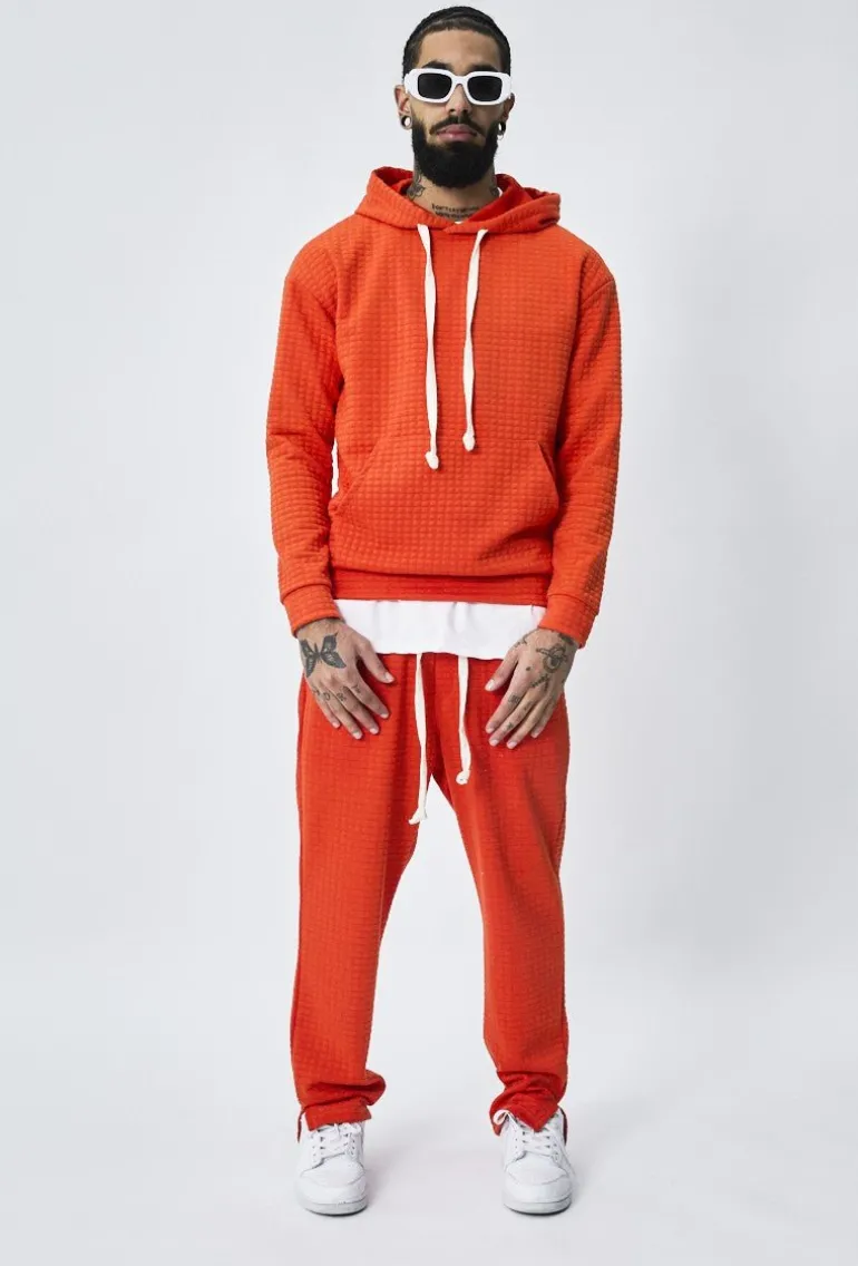 Ensemble tendance sweat jogging à carreaux matelassés