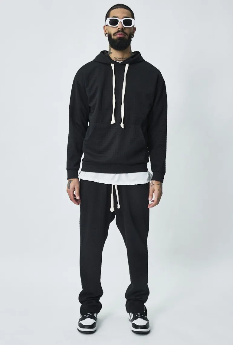 Ensemble tendance sweat jogging à carreaux matelassés