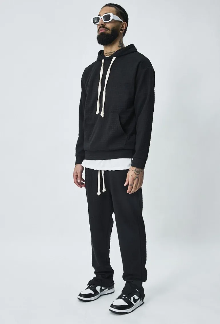Ensemble tendance sweat jogging à carreaux matelassés