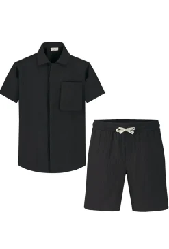 Ensemble texturé chemise short uni
