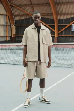Ensemble texturé chemise short uni