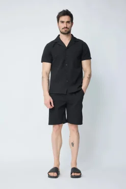 Ensemble uni chemise manches courtes short