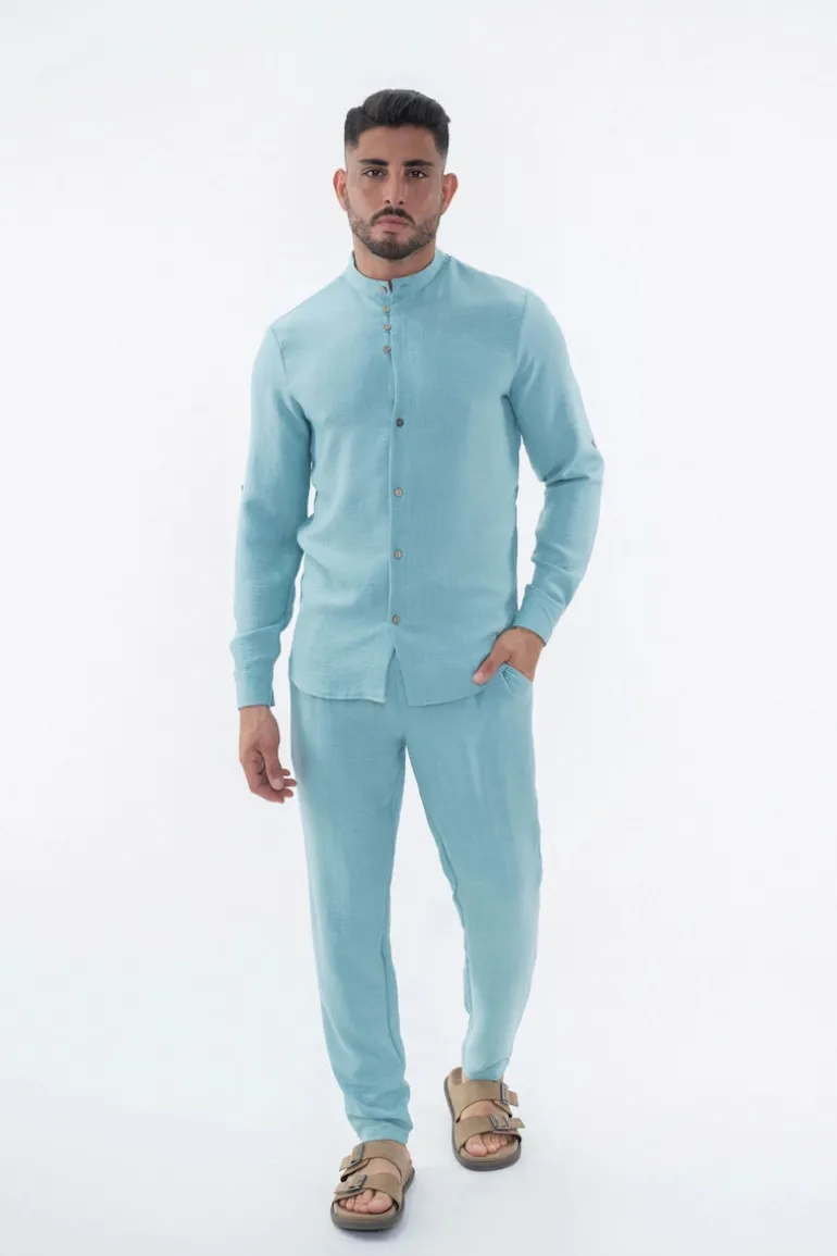 Ensemble uni chemise manches courtes pantalon