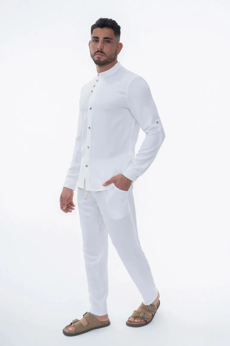 Ensemble uni chemise manches courtes pantalon