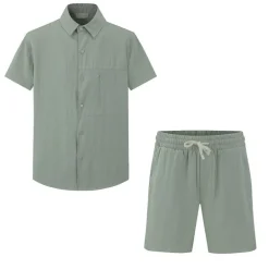Ensemble uni chemise manches courtes short