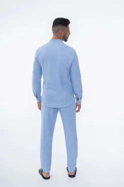 Ensemble uni chemise manches courtes pantalon