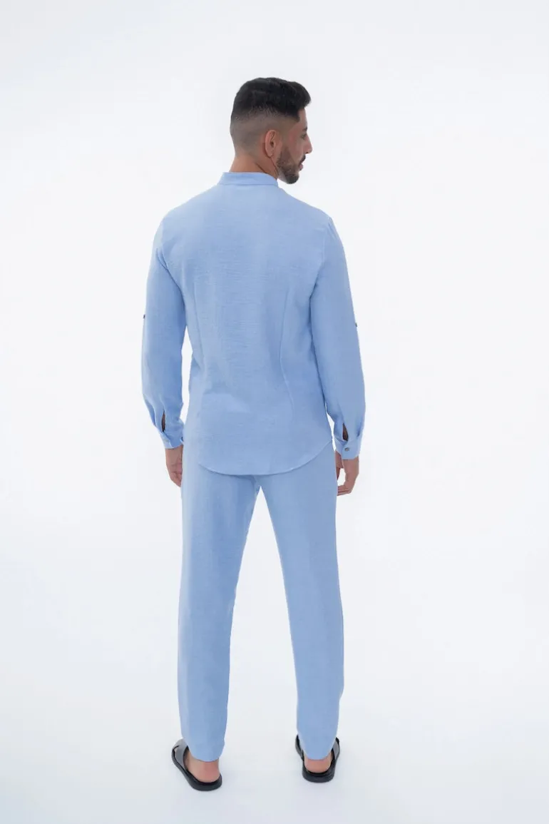 Ensemble uni chemise manches courtes pantalon