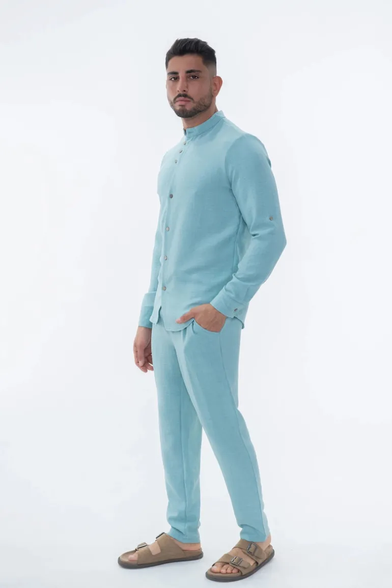 Ensemble uni chemise manches courtes pantalon