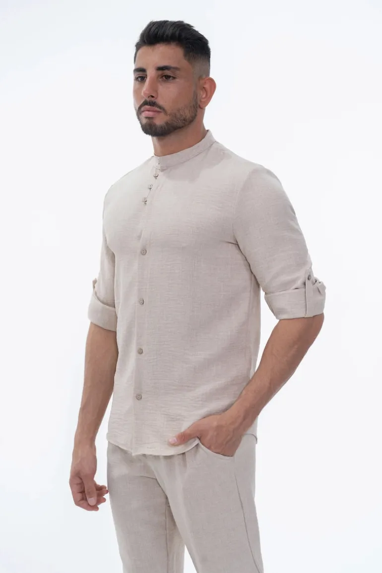 Ensemble uni chemise manches courtes pantalon