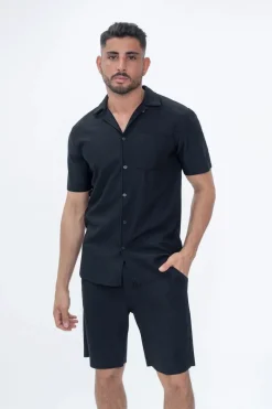 Ensemble uni plissé chemise et short