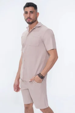 Ensemble uni plissé chemise et short